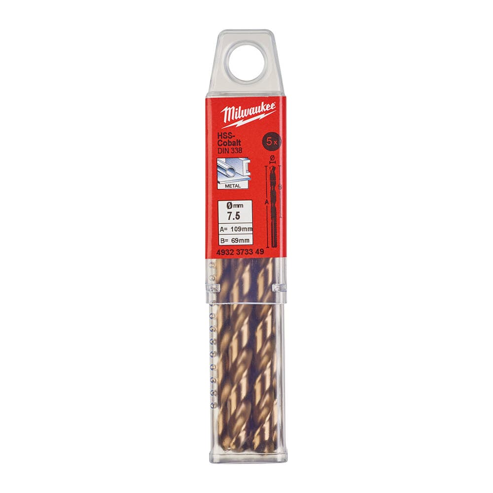Milwaukee 7.5x109 mm Altın Serisi HSS-G Co Metal Matkap Ucu - 5'li
