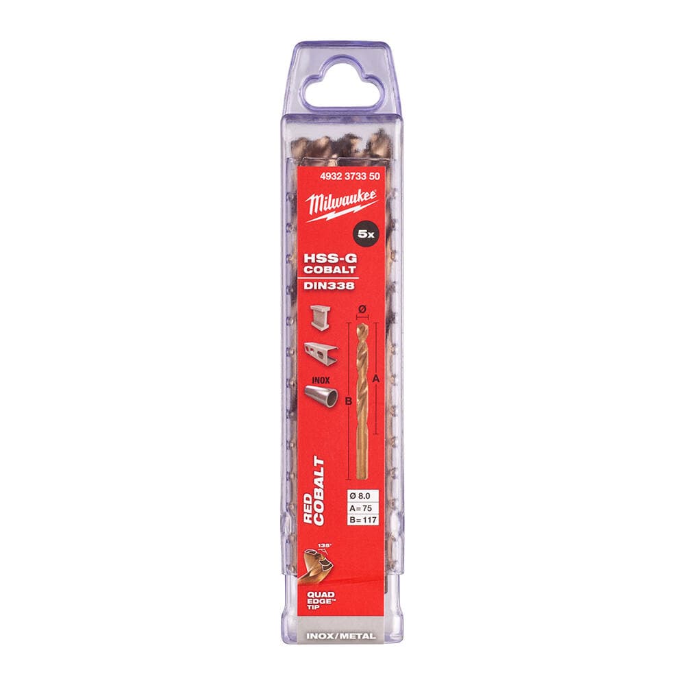 Milwaukee 8.0x117 mm Altın Serisi HSS-G Co Metal Matkap Ucu - 5'li