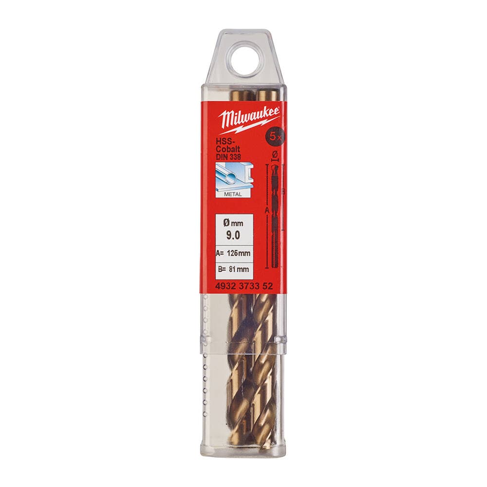 Milwaukee 9.0x125 mm Altın Serisi HSS-G Co Metal Matkap Ucu - 5'li