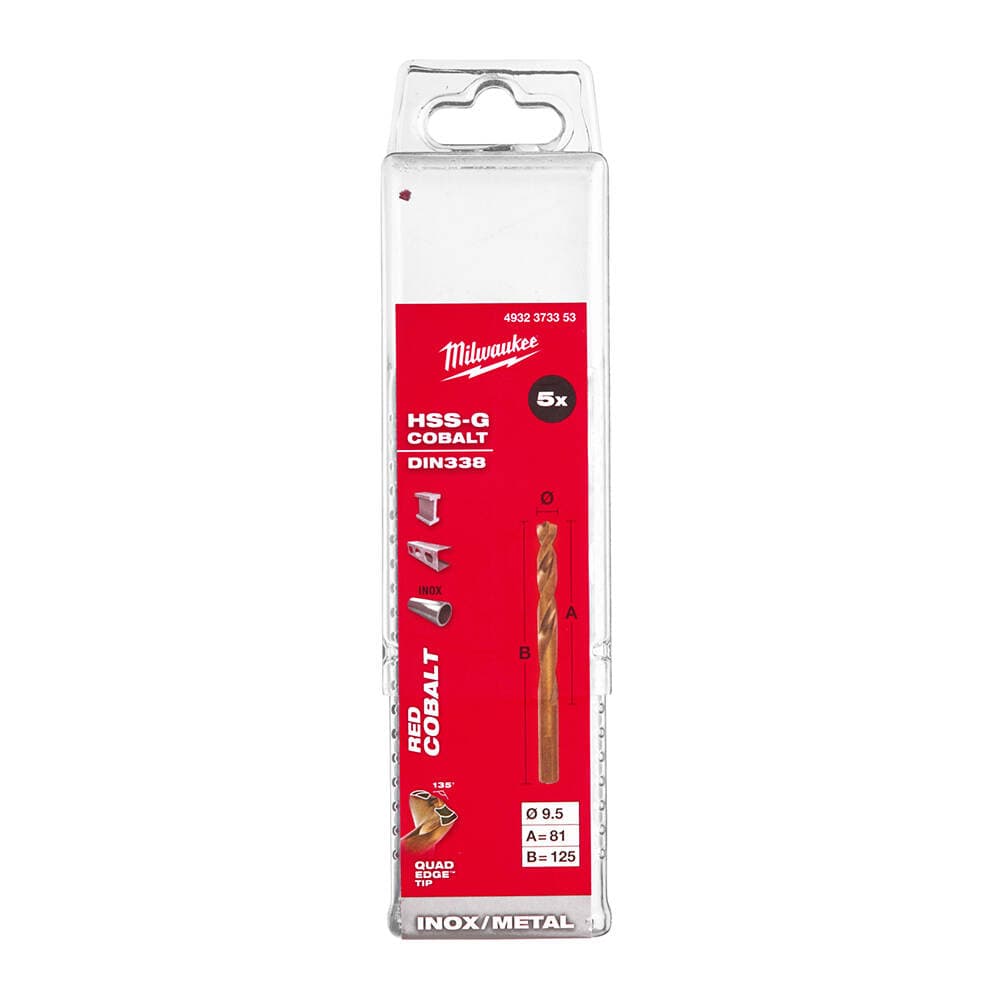 Milwaukee 9.5x125 mm Altın Serisi HSS-G Co Metal Matkap Ucu - 5'li