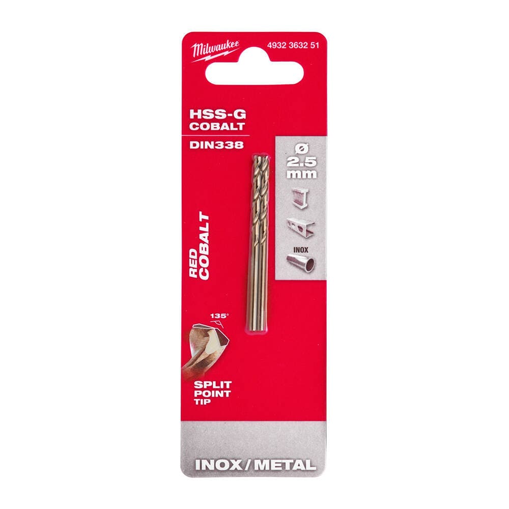 Milwaukee 2.5x57 mm Altın Serisi HSS-G Co Metal Matkap Ucu - 2'li