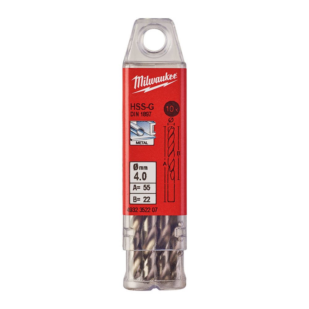 Milwaukee 4.0x55 mm HSS-G Kısa Seri Metal Matkap Ucu 10'lu