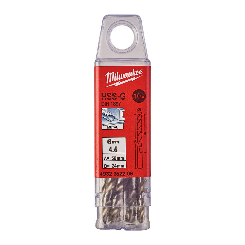 Milwaukee 4.5x58 mm HSS-G Kısa Seri Metal Matkap Ucu 10'lu