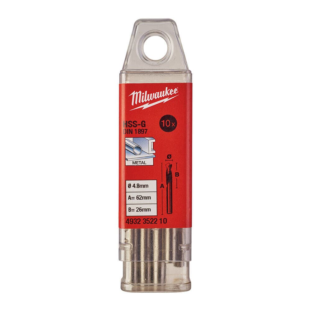 Milwaukee 4.8x62 mm HSS-G Kısa Seri Metal Matkap Ucu 10'lu