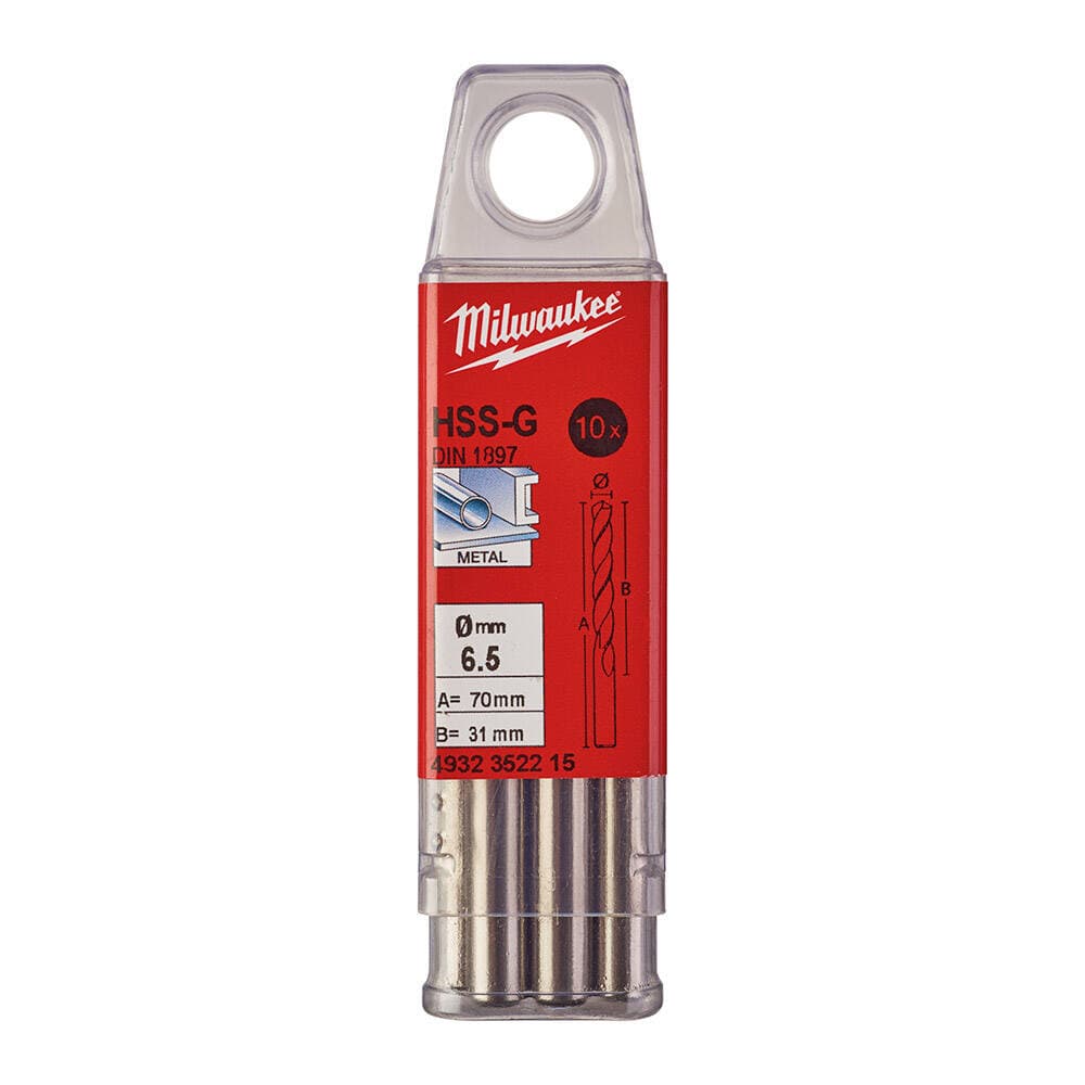 Milwaukee 6.5x70 mm HSS-G Kısa Seri Metal Matkap Ucu 10'lu