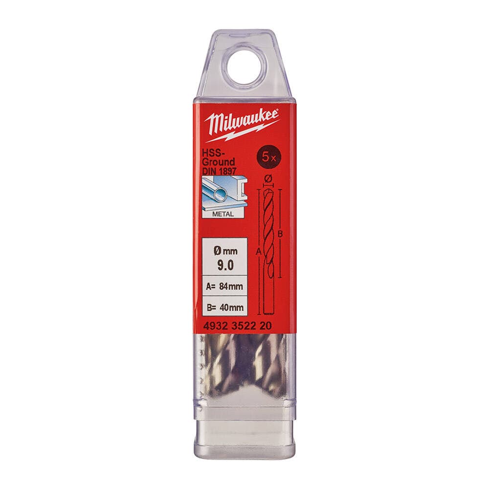 Milwaukee 9.0x84 mm HSS-G Kısa Seri Metal Matkap Ucu 5'li