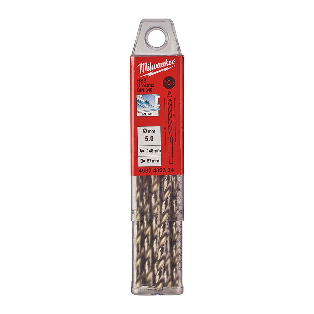 Milwaukee 5.0x132 mm HSS Uzun Seri Metal Matkap Ucu 10'lu