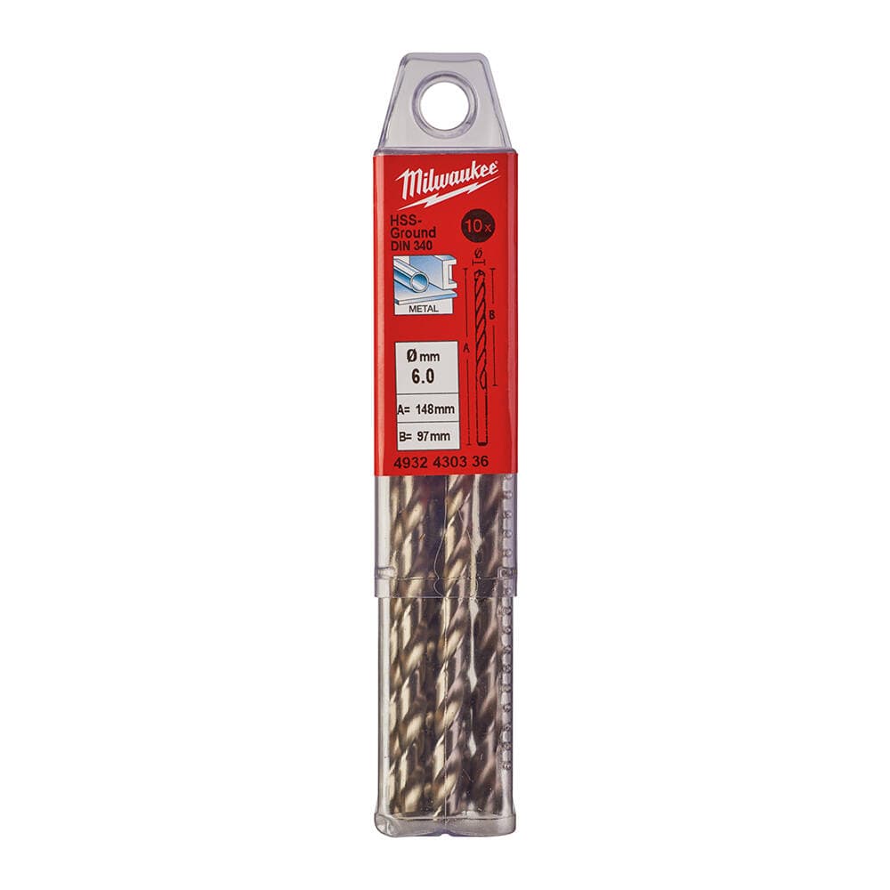 Milwaukee 6.0x139 mm HSS Uzun Seri Metal Matkap Ucu 10'lu
