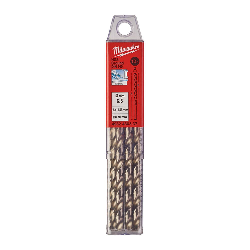 Milwaukee 6.5x148 mm HSS Uzun Seri Metal Matkap Ucu 10'lu