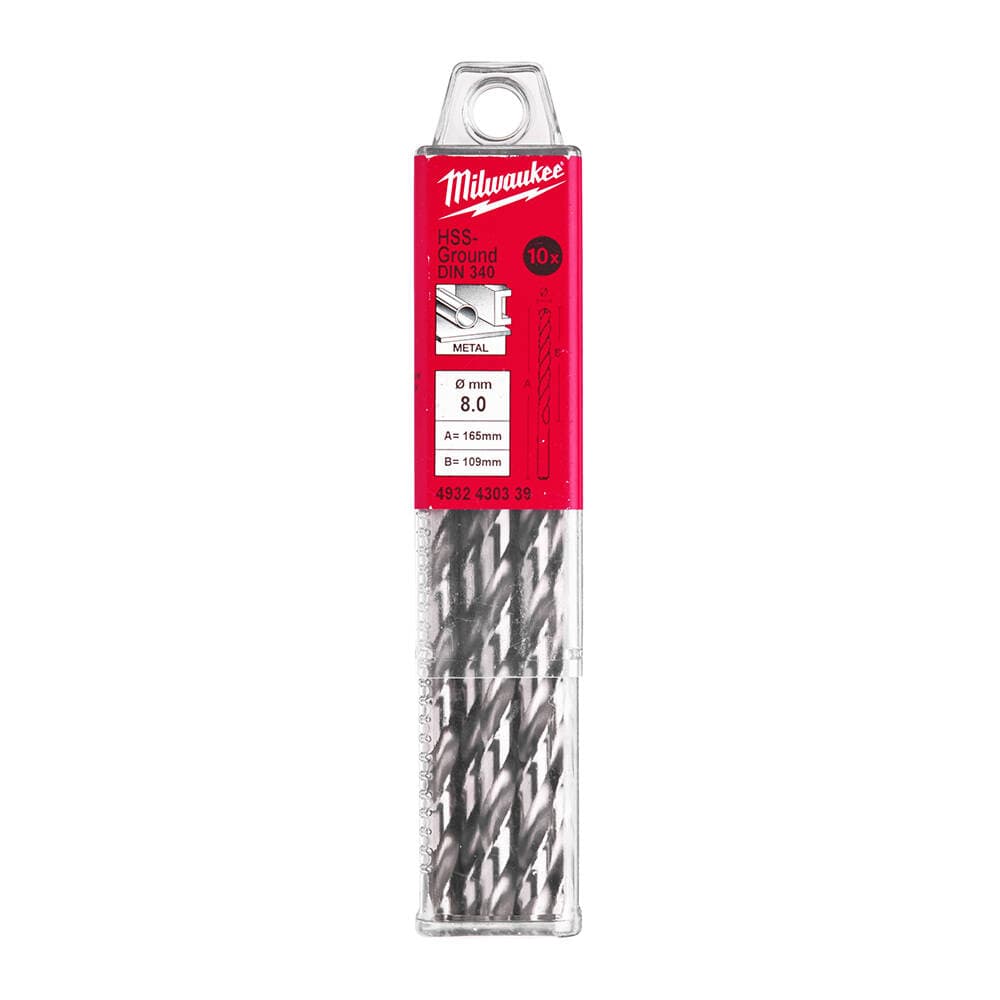 Milwaukee 8.0x165 mm HSS Uzun Seri Metal Matkap Ucu 10'lu