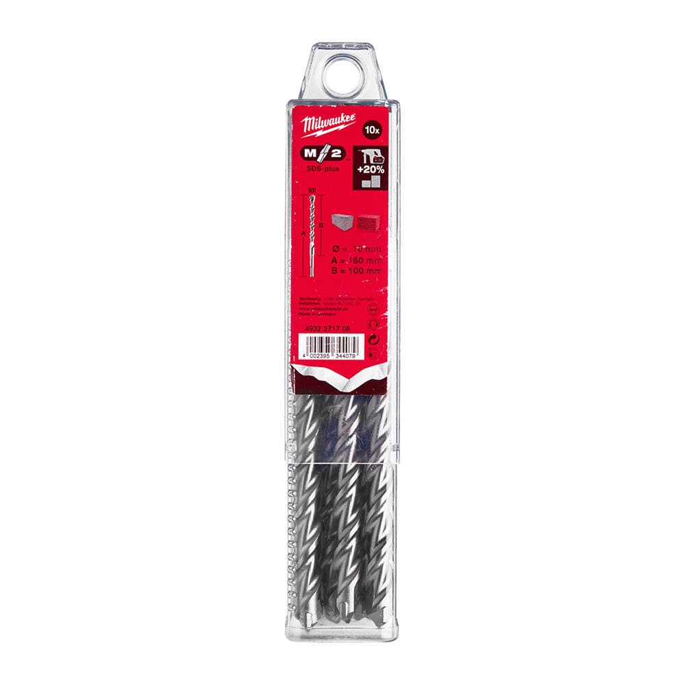 Milwaukee 10x160 mm SDS-Plus MS2 Seri 2 Elmaslı Matkap Ucu - 10'lu