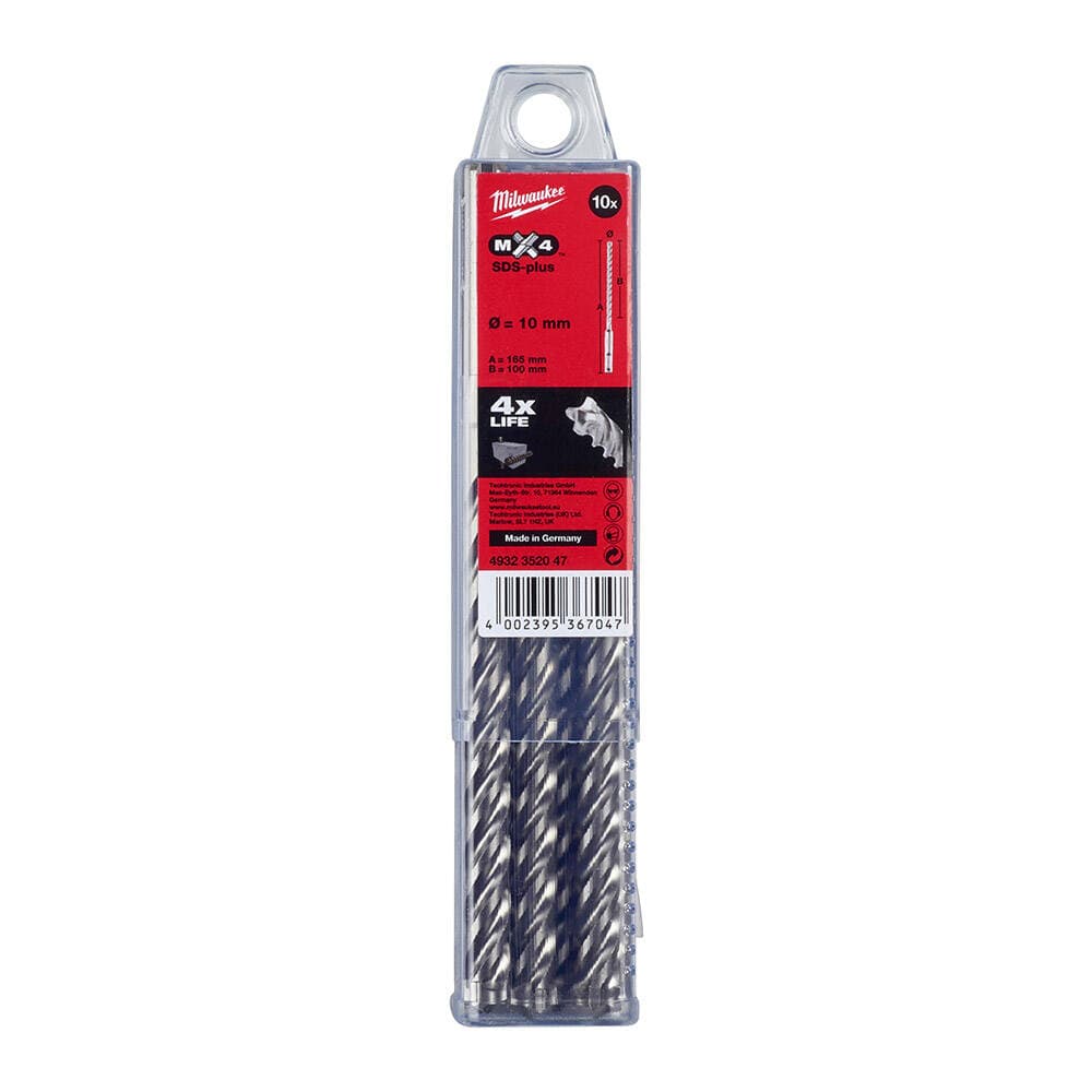 Milwaukee 10x160 mm SDS-Plus Mx4 Serisi 4 Elmaslı Matkap Ucu - 10'lu