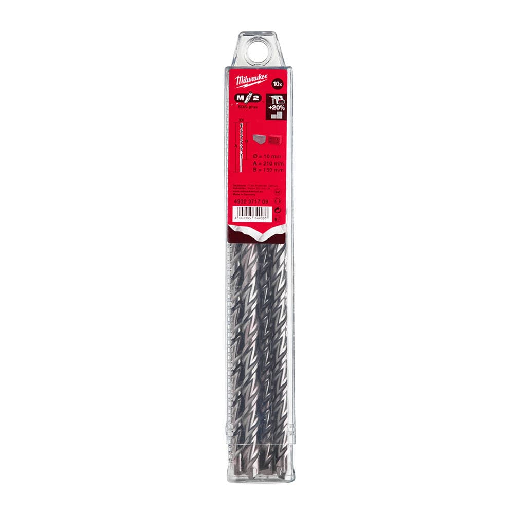 Milwaukee 10x210 mm SDS-Plus MS2 Seri 2 Elmaslı Matkap Ucu - 10'lu