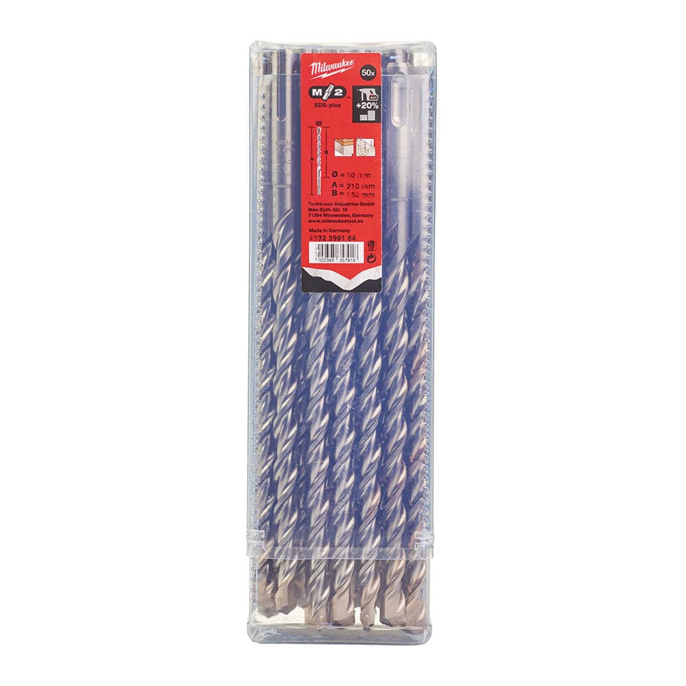 Milwaukee 10x210 mm SDS-Plus MS2 Seri 2 Elmaslı Matkap Ucu - 50'li