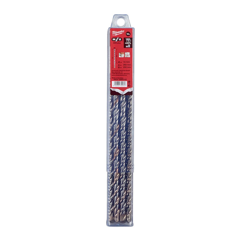 Milwaukee 10x260 mm SDS-Plus MS2 Seri 2 Elmaslı Matkap Ucu - 10'lu