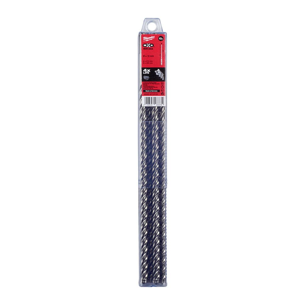 Milwaukee 10.0x315 mm SDS-Plus Mx4 Serisi 4 Elmaslı Matkap Ucu - 10'lu