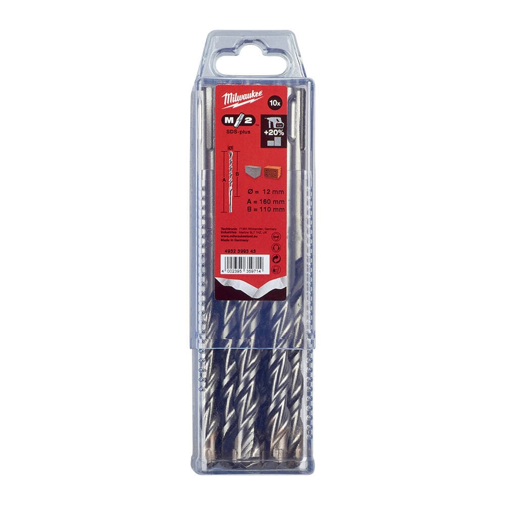 Milwaukee 12x160 mm SDS-Plus MS2 Seri 2 Elmaslı Matkap Ucu - 10'lu