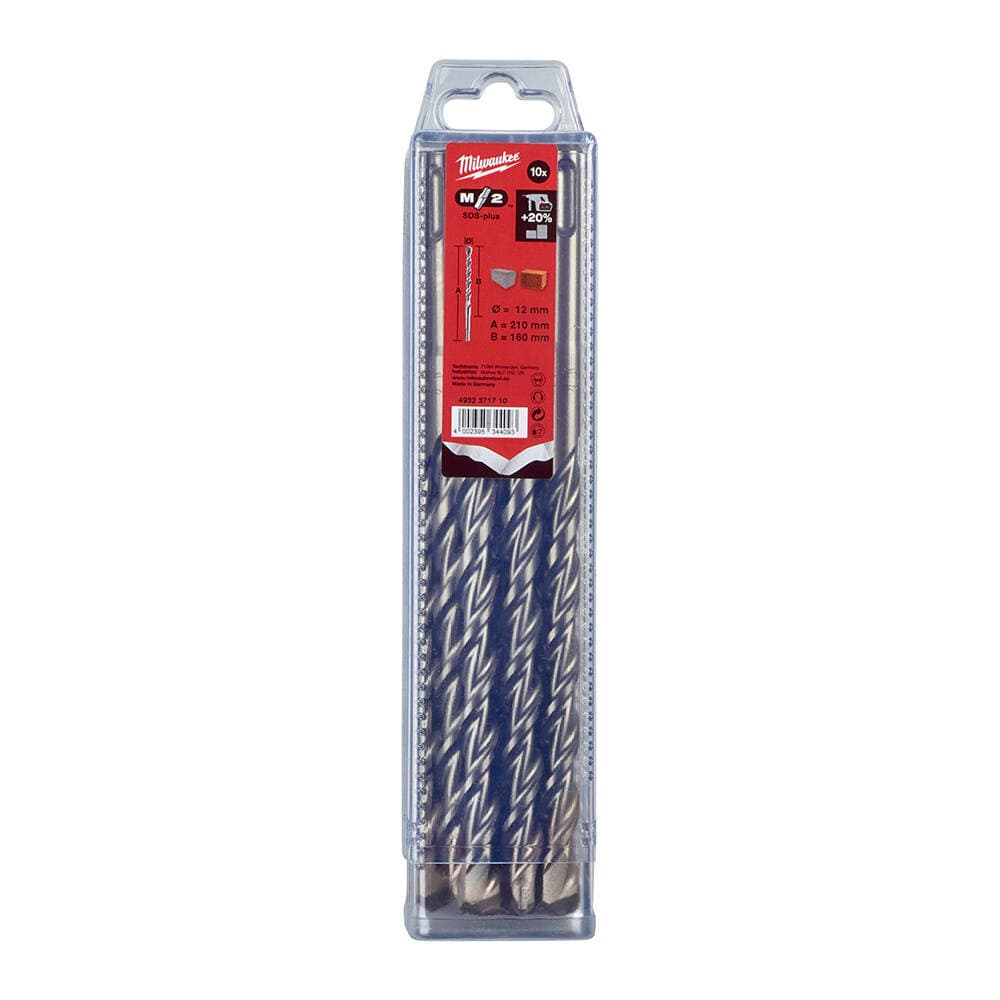 Milwaukee 12x210 mm SDS-Plus MS2 Seri 2 Elmaslı Matkap Ucu - 10'lu