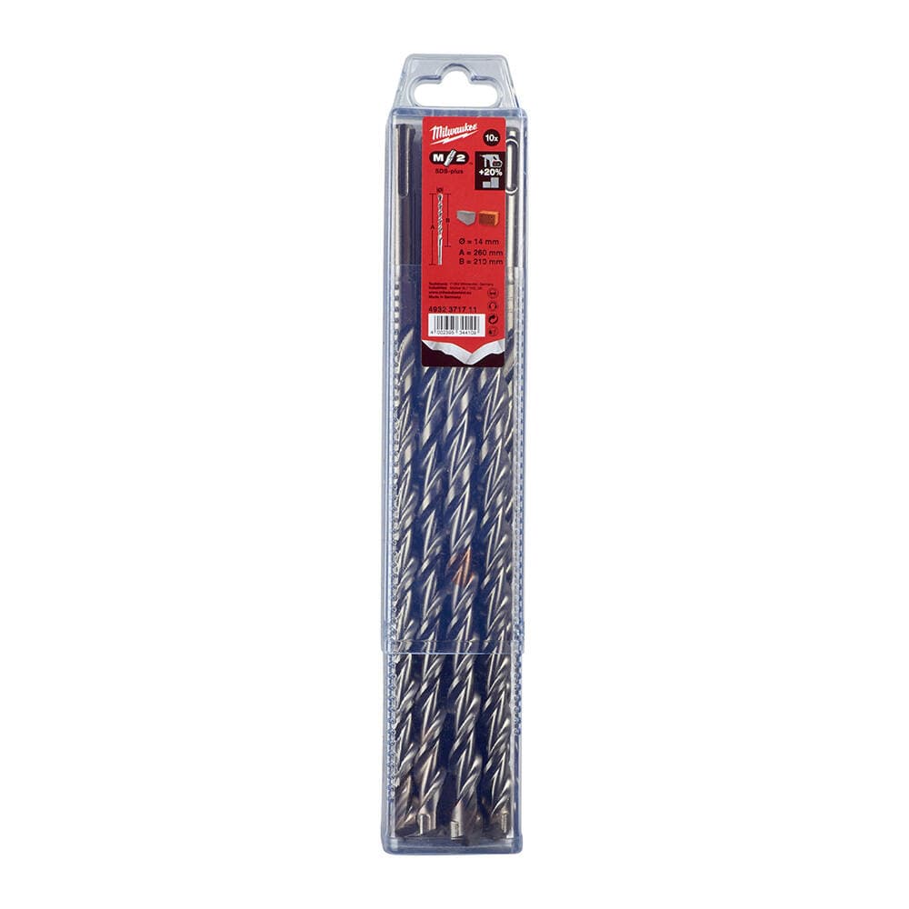 Milwaukee 14x260 mm SDS-Plus MS2 Seri 2 Elmaslı Matkap Ucu - 10'lu