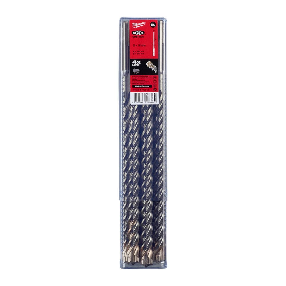 Milwaukee 16.0x260 mm SDS-Plus Mx4 Serisi 4 Elmaslı Matkap Ucu - 10'lu