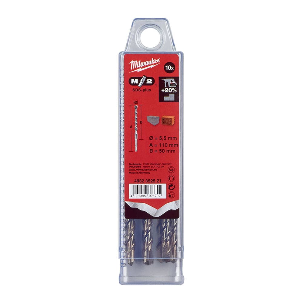 Milwaukee 5.5x110 mm SDS-Plus MS2 Seri 2 Elmaslı Matkap Ucu - 10'lu