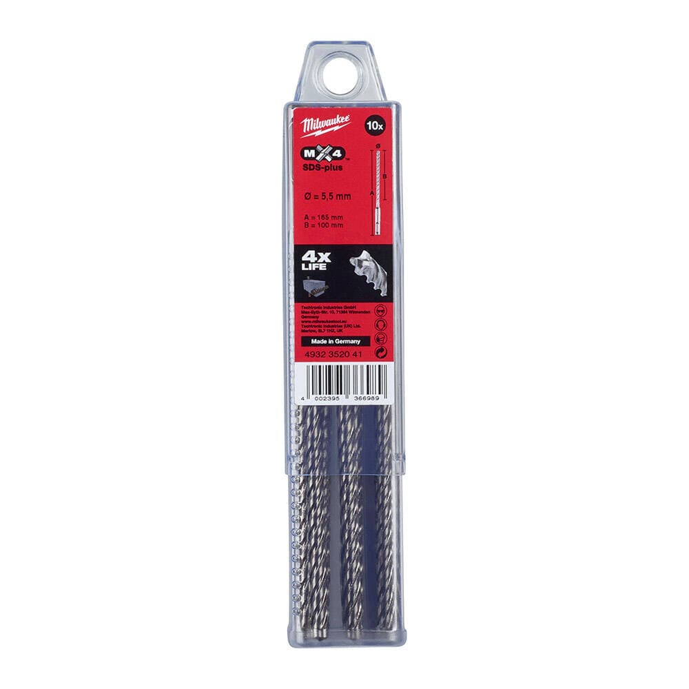 Milwaukee 5.5x165 mm SDS-Plus Mx4 Serisi 4 Elmaslı Matkap Ucu - 10'lu
