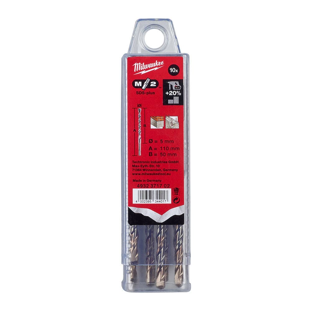 Milwaukee 5.0x110 mm SDS-Plus MS2 Seri 2 Elmaslı Matkap Ucu - 10'lu