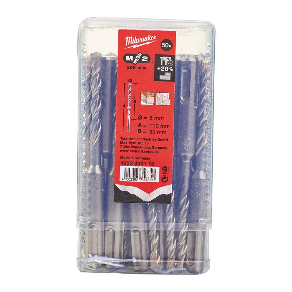 Milwaukee 6x110 mm SDS-Plus MS2 Seri 2 Elmaslı Matkap Ucu - 50'li