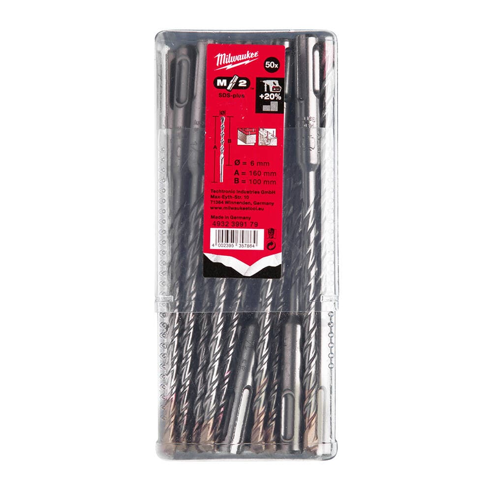 Milwaukee 6x160 mm SDS-Plus MS2 Seri 2 Elmaslı Matkap Ucu - 50'li