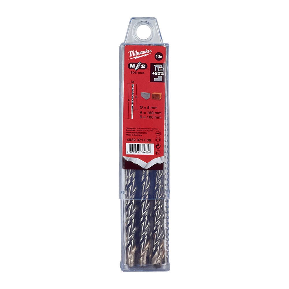 Milwaukee 8.0x160 mm SDS-Plus MS2 Seri 2 Elmaslı Matkap Ucu - 10'lu