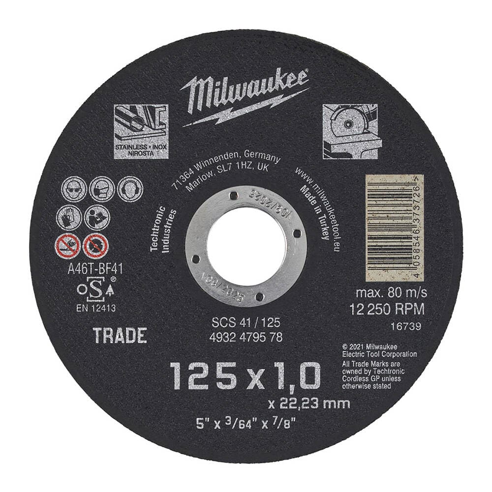Milwaukee SCS41 125 x 1.0 mm Inox Taş Metal Kesme Taşı