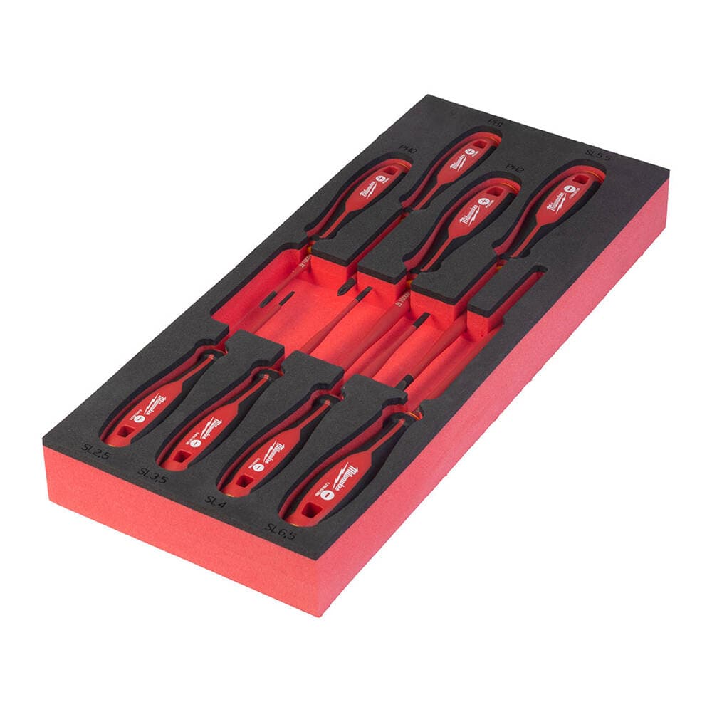Milwaukee 8 Parça Tri-Lobe VDE Tornavida Seti Organizer Süngerli