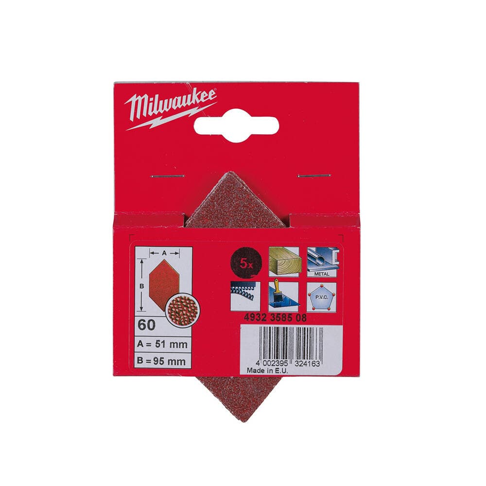 Milwaukee 51x95 mm 60 Kum Titreşim Zımpara Tabanı - 5'li