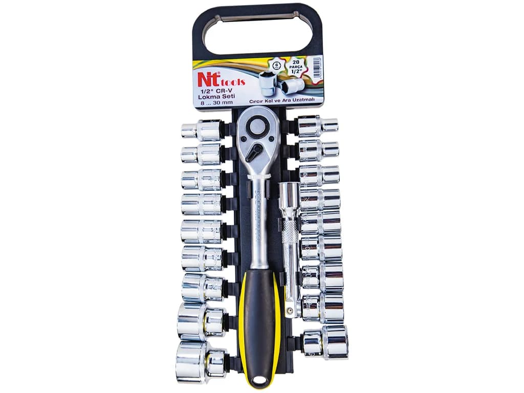 NT Tools 1/2″ 6-Point CrV Socket Set 20 Pieces NCSET71