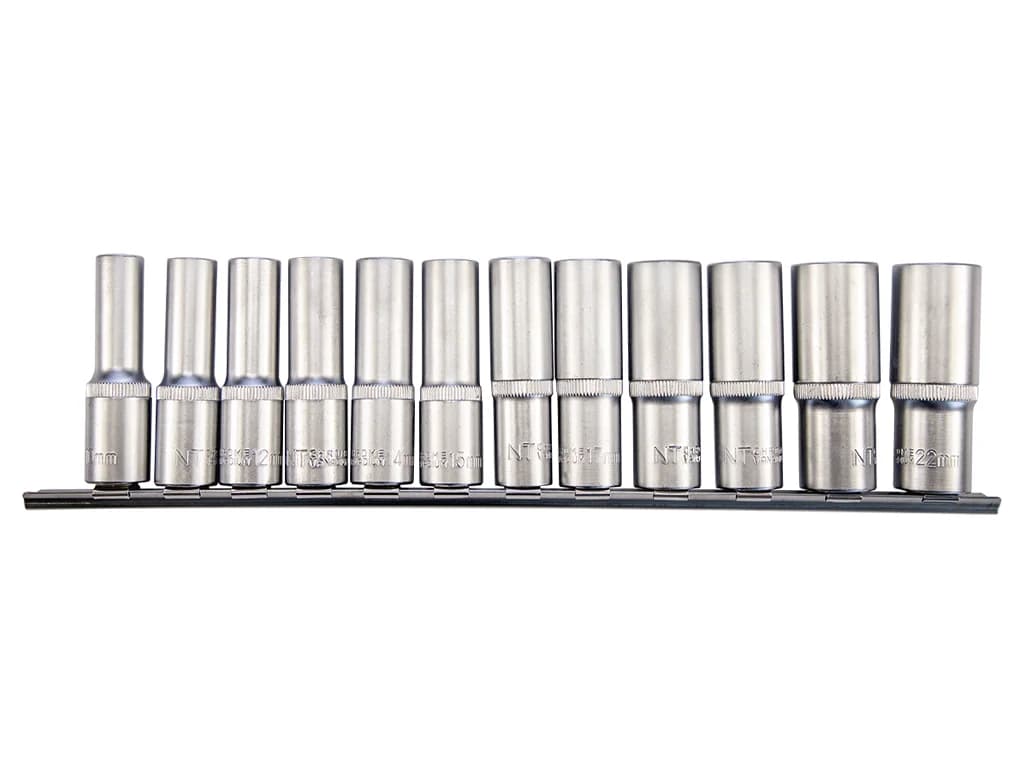 NT Tools 1/2″ 6-Point CrV Deep Socket Set 12 Pieces NCSET75