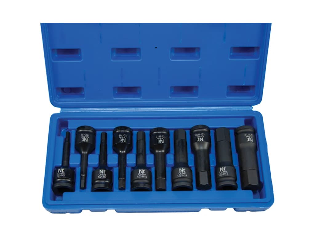 NT Tools 1/2″ CrMo Hex Bit Impact Socket Set 10 Pieces NDSET12AL