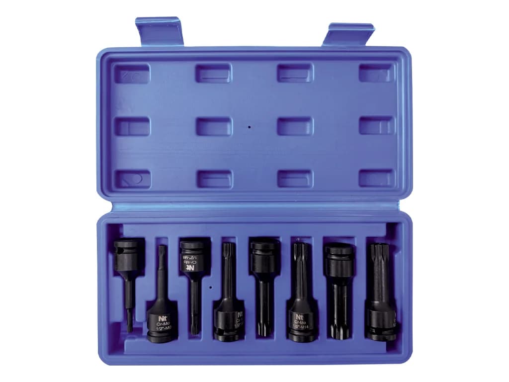 NT Tools 1/2″ CrMo Spline (M) Long Bit Socket Set 8 Pieces NTZSETU12M