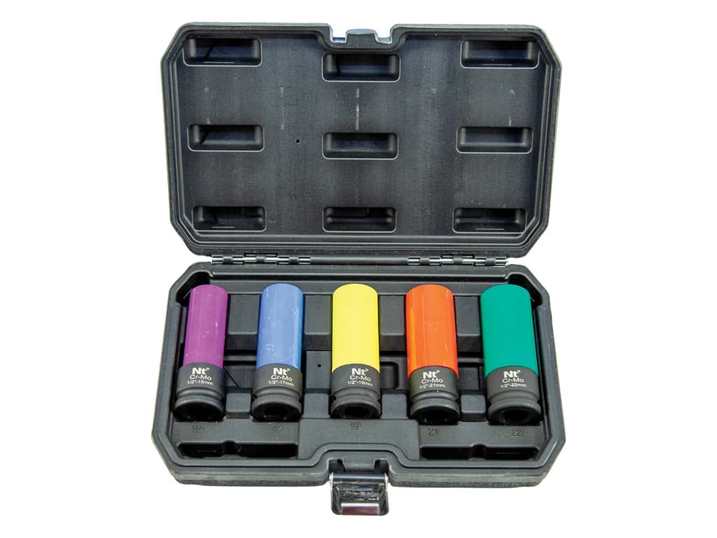 NT Tools 1/2″ CrMo Colour-Coded Deep Impact Socket Set 5 Pieces NDSET12C