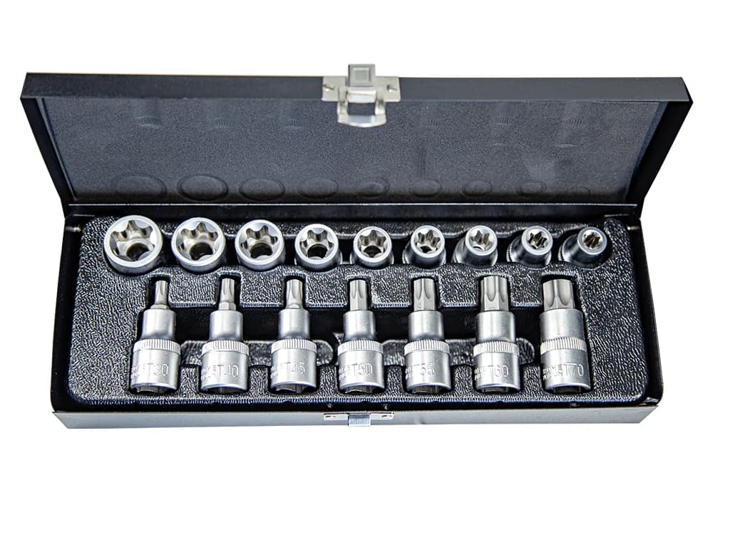NT Tools 1/2″ CrV Torx and E-Torx Socket Set 16 Pieces NCSET83