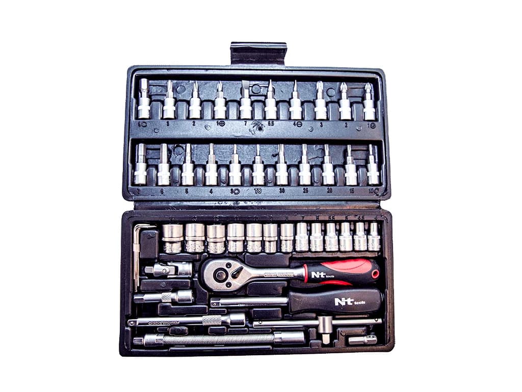 NT Tools 1/4″ 6-Point CrV Bit and Socket Set 46 Pieces NCSET14