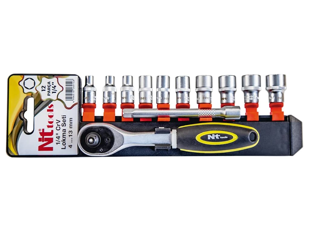 NT Tools 1/4″ 6-Point CrV Socket Set 12 Pieces NCSET61