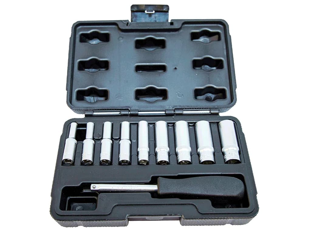 NT Tools 1/4″ 6-Point CrV Deep Socket Set 11 Pieces NCSETU14