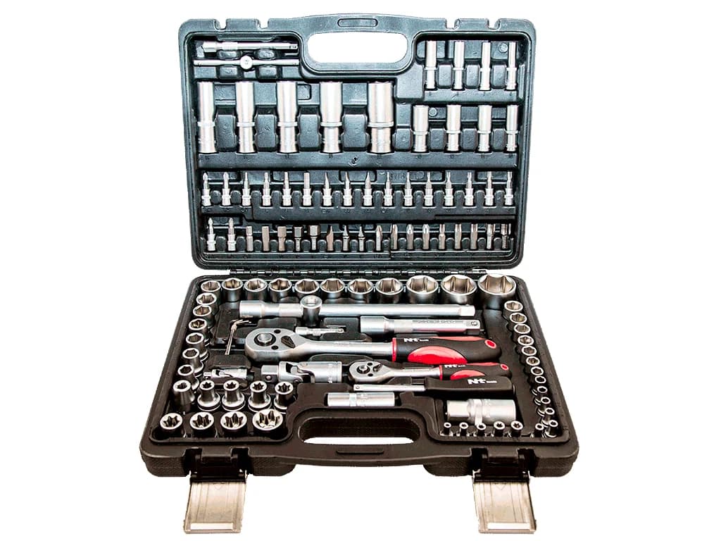 NT Tools 1/4″ and 1/2″ 6-Point CrV Bit and Socket Set 108 Pieces NCSET1412