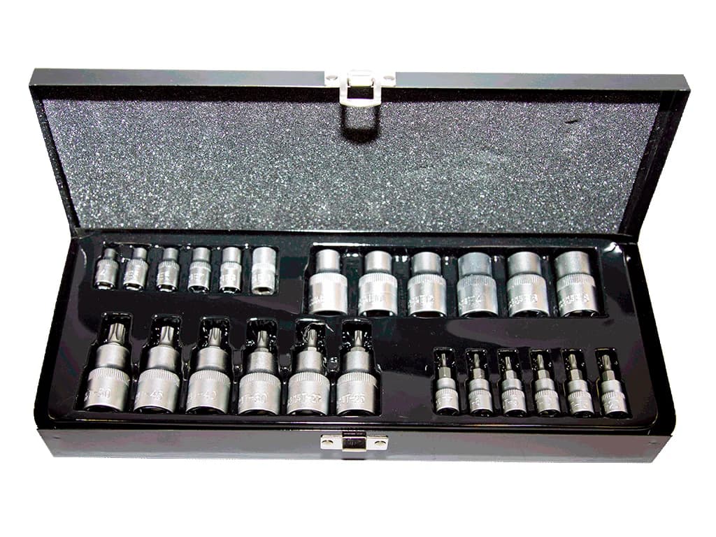 NT Tools 1/4″ and 1/2″ CrV Torx and E-Torx Socket Set 25 Pieces NCSET1412E