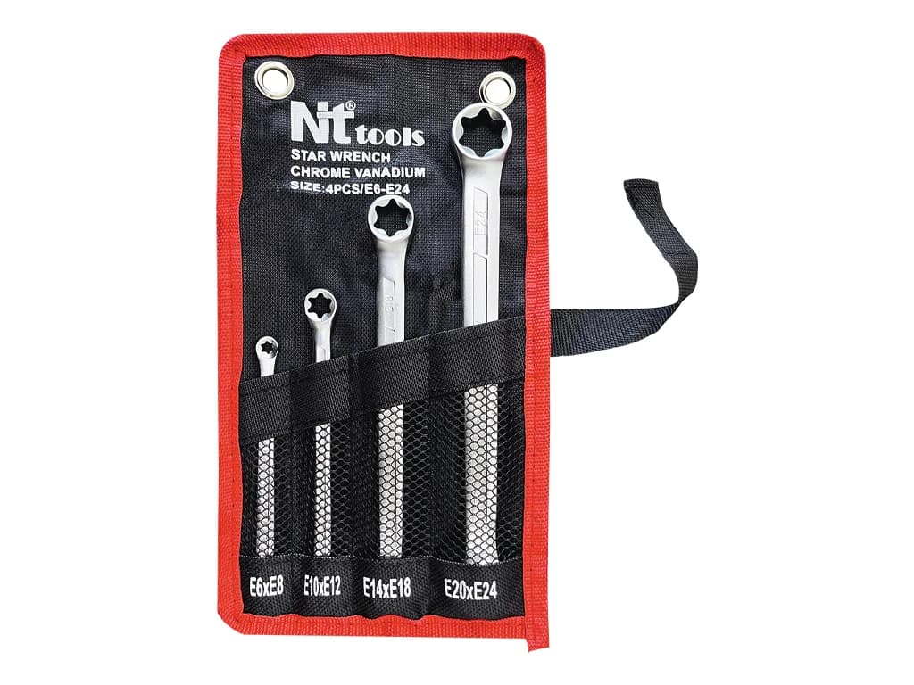 NT Tools E-Torx Double-Ended Wrench Set E6-E24 4 Pieces NCTA4E0624