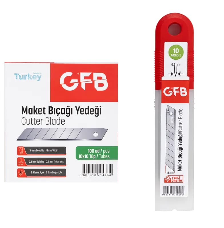 GFB Maket Bıçağı Yedeği 18X0.5MM-14 Kırımlı