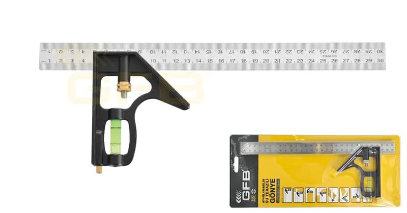 Ayarlanabilir Su Terazili Gönye 30 cm