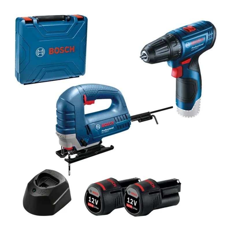 BOSCH Dekupaj GST8000E+AKÜLÜ Vidalama GSR120LI Set