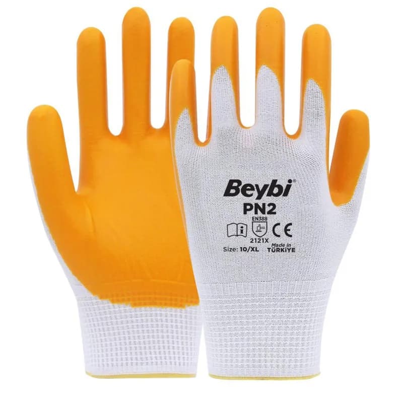 BEYBİ PN2 Naylon Nitril Eldiven Sarı No: 10