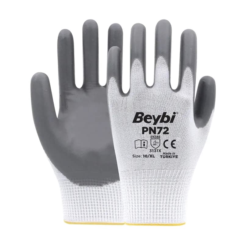 BEYBİ PN72 Naylon Nitril Eldiven Gri No: 10